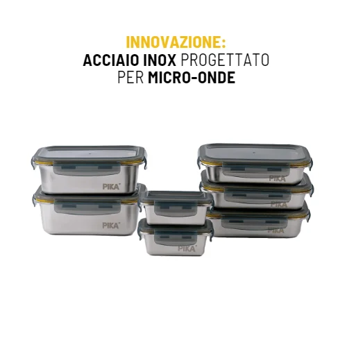 PIKA MetalShock™ 820ml – Acciaio Inox per MicroOnde e Coperchio in